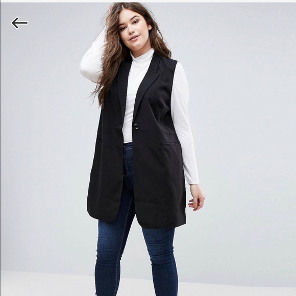 ASOS Curve Jackets & Blazers - ASOS Curve Long Blazer Vest in Black